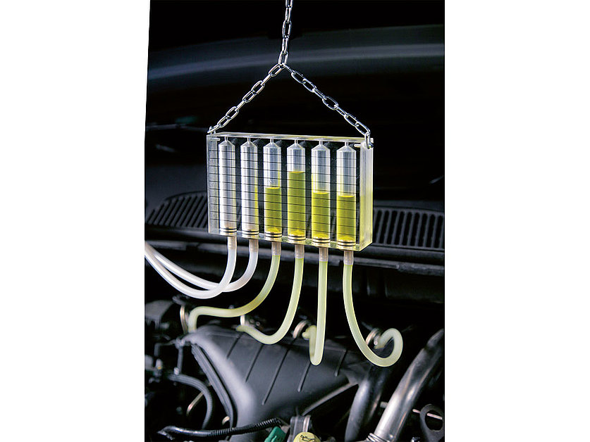 Common rail retourstroomtester voor 6 injectoren